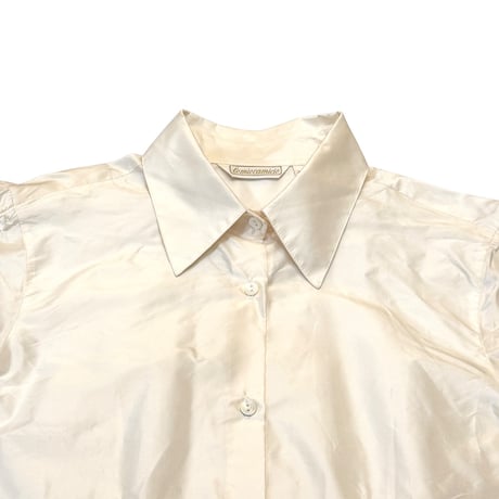 【USED】90's lemiecamicie Ruched Sleeve Silk Satin Blouse (Made in Italy)
