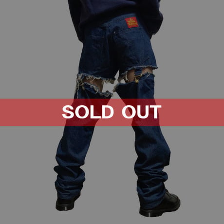 【USED】90'S VIVIENNE WESTWOOD "CUT AND SLASH" GARTERBELTS JEANS