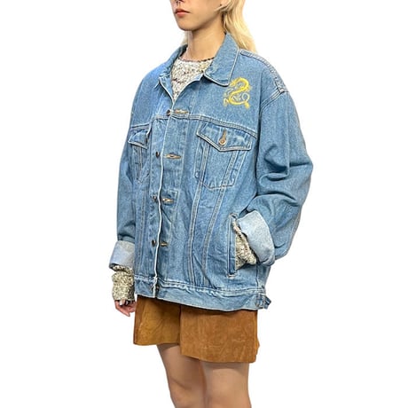 【USED】00'S DRAGON EMBROIDERED DENIM JACKET