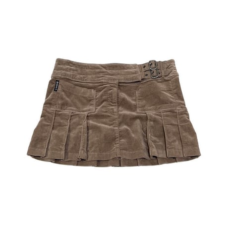 【USED】EARLY 00'S ARMANI JEANS VELOUR PLEATS MICRO MINI SKIRT