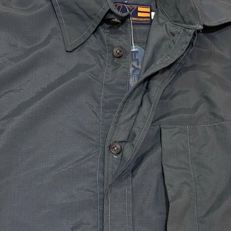 【DEAD STOCK】90'S FLY NYLON RIP STOP SHIRT "DARK GRAY"