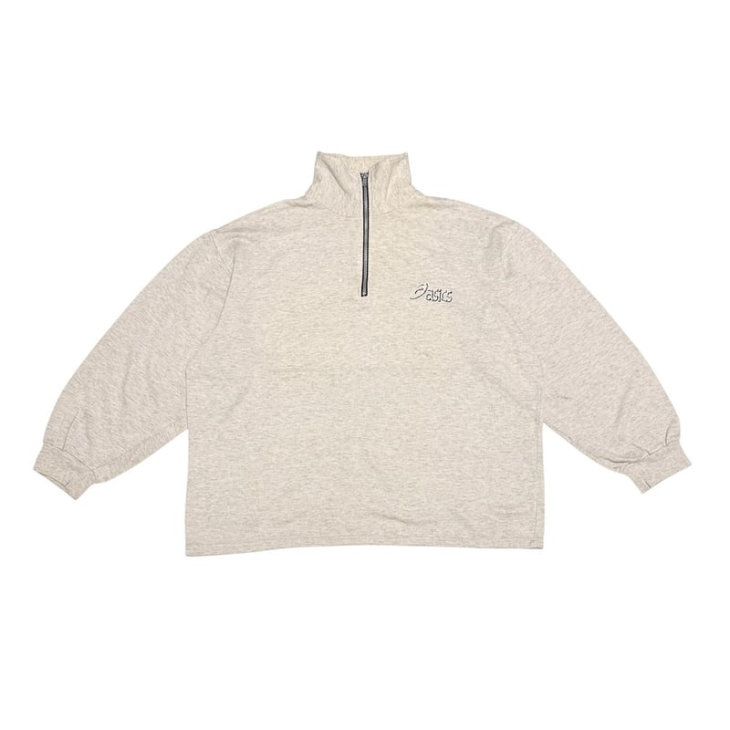 USED】90's ASICS Half-Zip High Neck Sweatshirt