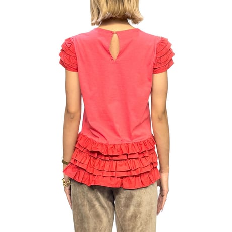【USED】2010's miu miu Tiered Ruffle Puff Sleeve Top
