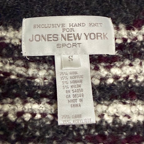 【USED】90's JONES NEW YORK SPORT Hand-Knit Textured Zip Cardigan