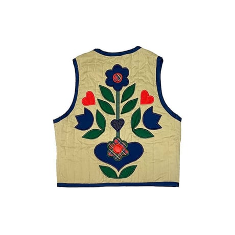 【USED】80'S FLOWER QUILTED VEST
