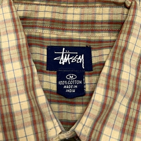 【USED】90's STUSSY FLAP POCKET CHECK SHIRT
