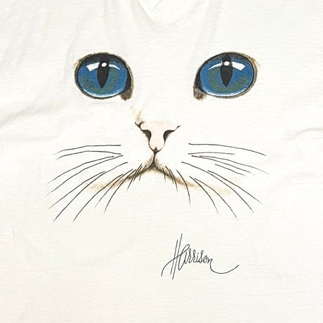 【USED】80's CAT FACE V-NECK OVERSIZED T-SHIRT