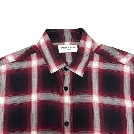 【USED】SAINT LAURENT PARIS 2014AW OMBRE CHECK SHIRT