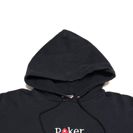 【USED】00's Poker Stars.com Sweat Hoodie Faded Black