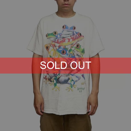 【USED】90's Rainforest CAFE ACID FROGS T-SHIRT