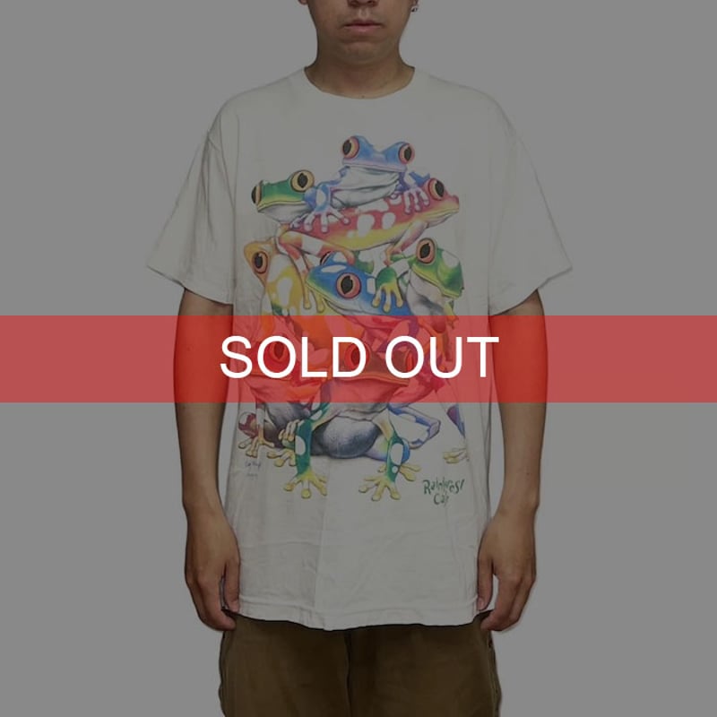 USED】90's Rainforest CAFE ACID FROGS T-SHIRT |