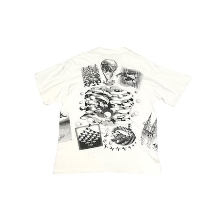 【USED】90'S MC ESCHER MULTI PRINT T-SHIRT WHITE