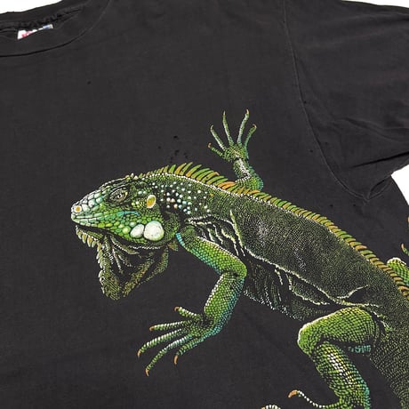 【USED】90's San Diego Zoo GREEN IGUANAS T-SHIRT