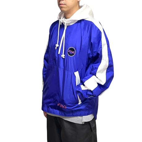 【USED】90's-00's FILA NYLON HOODED PULLOVER JACKET
