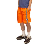 【USED】90's NIKE Side Tape Swim Shorts Hi-Vis Orange