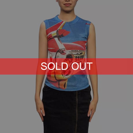 【DAED STOCK】00's MISS SIXTY All-Over Sublimation Cadillac Graphic Sleeveless Top
