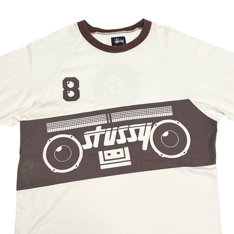 【USED】90's-00's STUSSY Boombox Graphic Ringer T-shirt