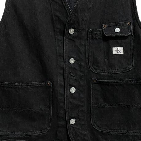 【USED】90'S CK CALVIN KLEIN JEANS HONDA AIR BRUSHED BLACK DENIM VEST