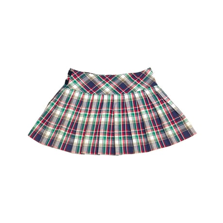 【USED】90's-00's RALPH LAUREN MADRAS CHECK PLEATED WRAP MINI SKIRT