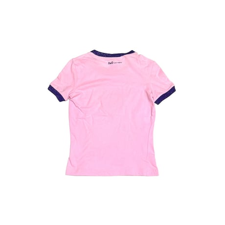 【USED】00's D&G Sequin Heart Glitter Ringer Baby T-shirt
