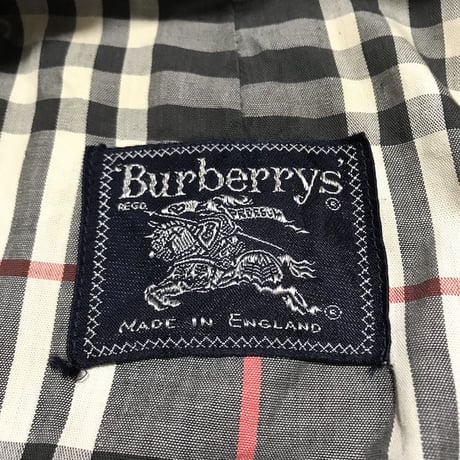 【USED】80'S BURBERRYS STAND FALL COLLAR COAT NAVY MADE IN ENGLAND