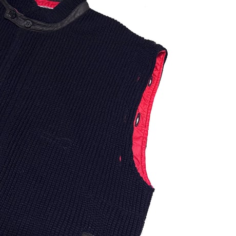 【USED】80's Italian Ribbed Knit Vest with Nylon Trim