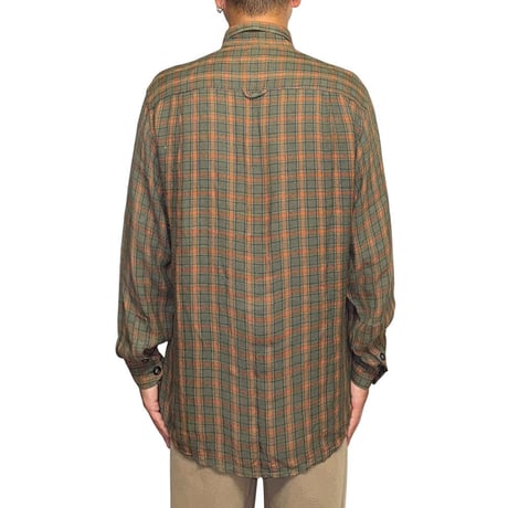 【USED】80's-90's ADOLFO DOMINGUEZ Viscose Blend Plaid Shirt