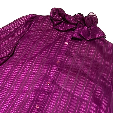 【USED】80's Manon FRILL COLLAR BOW TIE BLOUSE