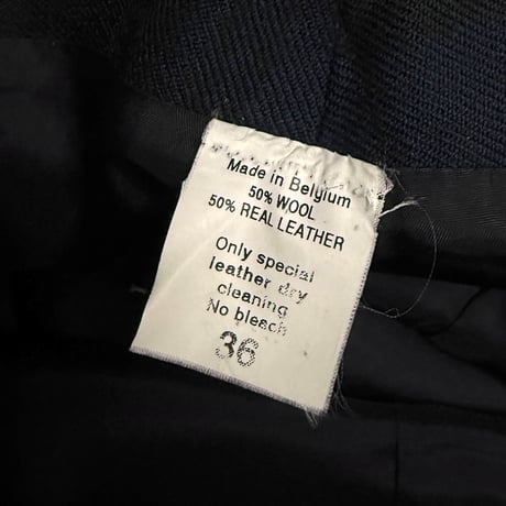 【USED】00's A.F.VANDEVORST Blackwatch Wool × Leather Panel Skirt
