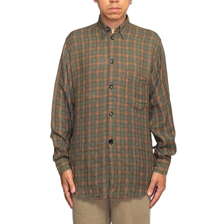 【USED】80's-90's ADOLFO DOMINGUEZ Viscose Blend Plaid Shirt