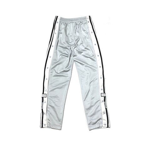 【USED】90'S ADIDAS SIDE SEAM SLITS WITH SNAP BUTTON TRACK PANTS SILVER