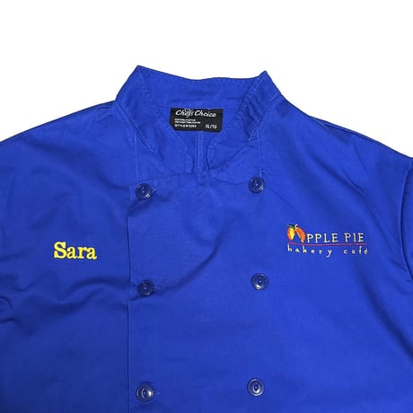 【USED】00's “APPLE PIE bakery cafe” Blue Double Breasted Chef Jacket