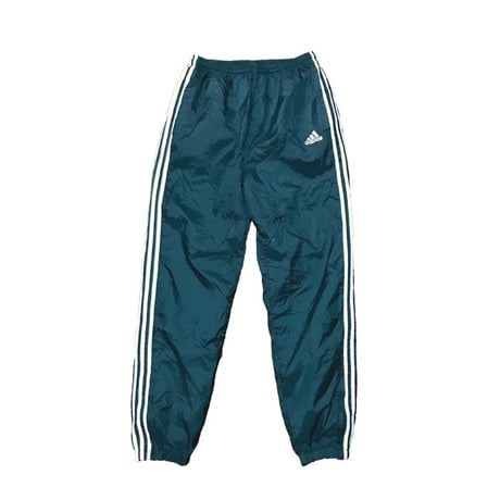 【USED】90'S ADIDAS 3-STRIPES LOGO NYLON TRACK PANTS GREEN