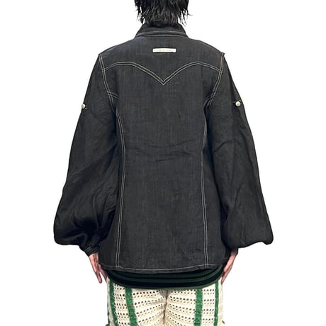 【USED】90's Gaultier Jeans LANTERN SLEEVE LINEN SHIRT BLACK