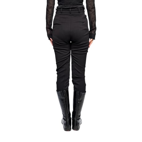 【USED】90's HERMÈS Paris Wool Stretch Tapered Pants Black