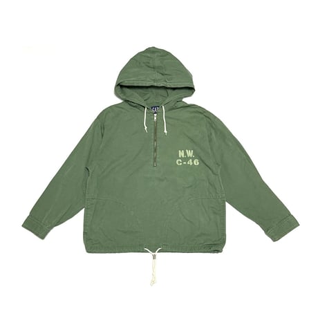 【USED】90's OLD GAP “N.W. C-46” Military Sampling Cotton Anorak Jacket Olive Green