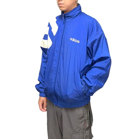 【USED】90'S ADIDAS PERFORMANCE LOGO NYLON TRACK JACKET BLUE