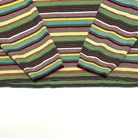 【USED】70'S MULTI BORDER HI-NECK KNIT SWEATER