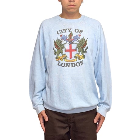 【USED】80's “CITY OF LONDON” Heraldic Crest Sweatshirt Made in England