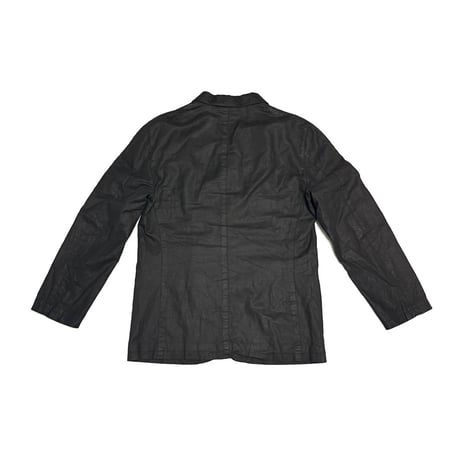 【USED】90's EMPORIO ARMANI Grommet Button Black Coated Linen Blazer