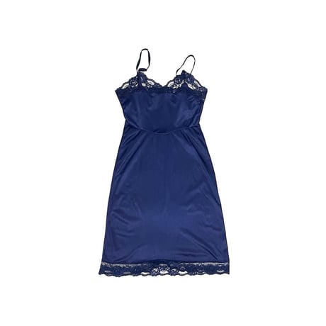 【USED】70's LINGERIE SLIP DRESS ALL NAVY