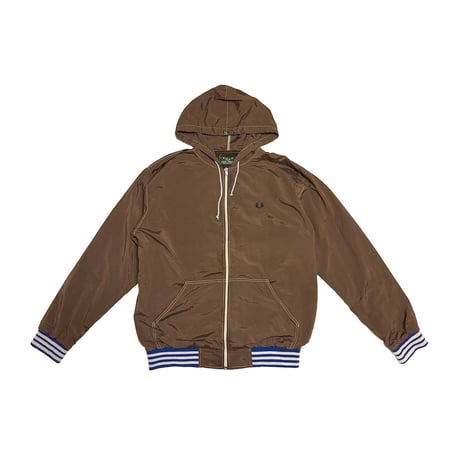 【USED】00's FRED PERRY High-Density Cotton Shell Zip Hoodie Brown
