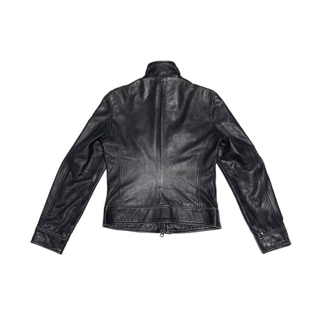 【USED】00's UNITED COLORS OF BENETTON Black Leather Jacket OPTI Zip