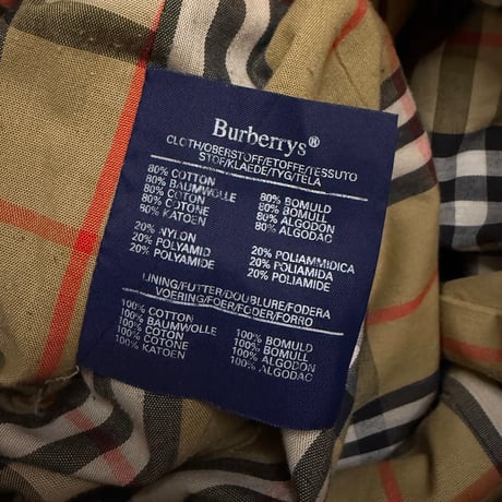 【USED】90's French Burberrys Trench Coat Camel with Nova Check Lining
