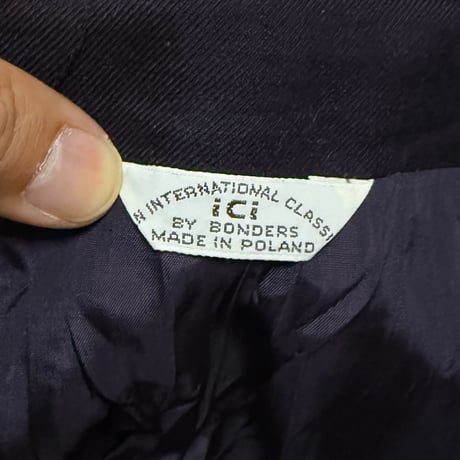 【USED】80's-90's INTERNATIONAL CLASSICS INC. by BONDERS Puff-Shoulder Tailored Jacket Navy