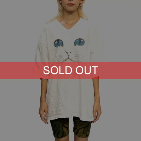 【USED】80's CAT FACE V-NECK OVERSIZED T-SHIRT