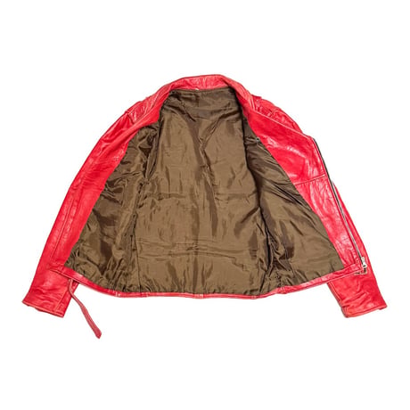 【USED】90's Red Leather Compact Double Riders Jacket