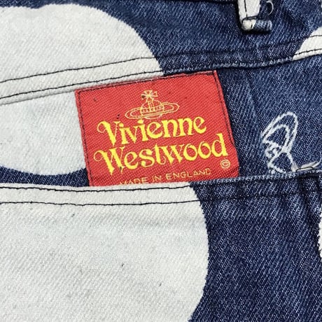 【USED】80'S VIVIENNE WESTWOOD ORB × SPOT DENIM PANTS