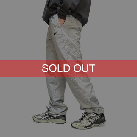 【USED】00'S NIKE HEXAGON RIPSTOP CLIMA-FIT PANTS SILVER GRAY