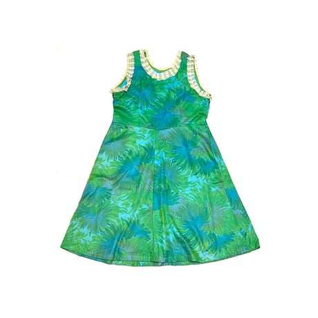 【USED】80's TROPICAL × LACE NO SLEEVE DRESS